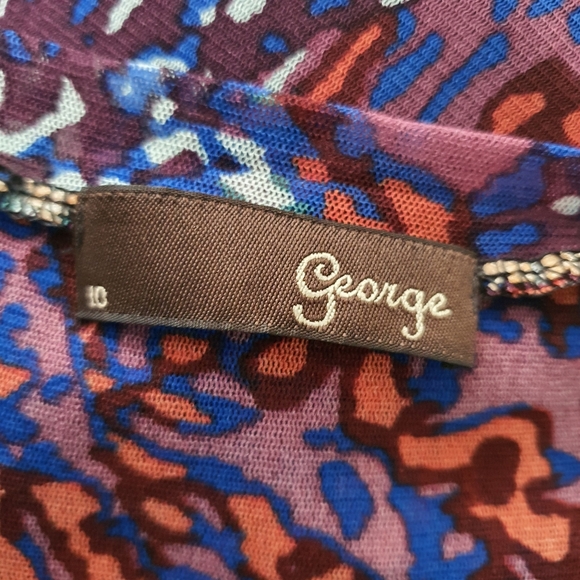 George Mesh Overlay Fit and Flare V Neckline Dress Size 10 Vintage - Picture 4 of 8